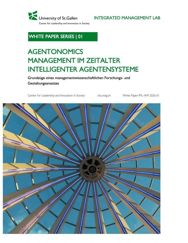 Cover des Universität-St.-Gallen-Whitepapers „Agentonomics: Management im Zeitalter intelligenter Agentensysteme“